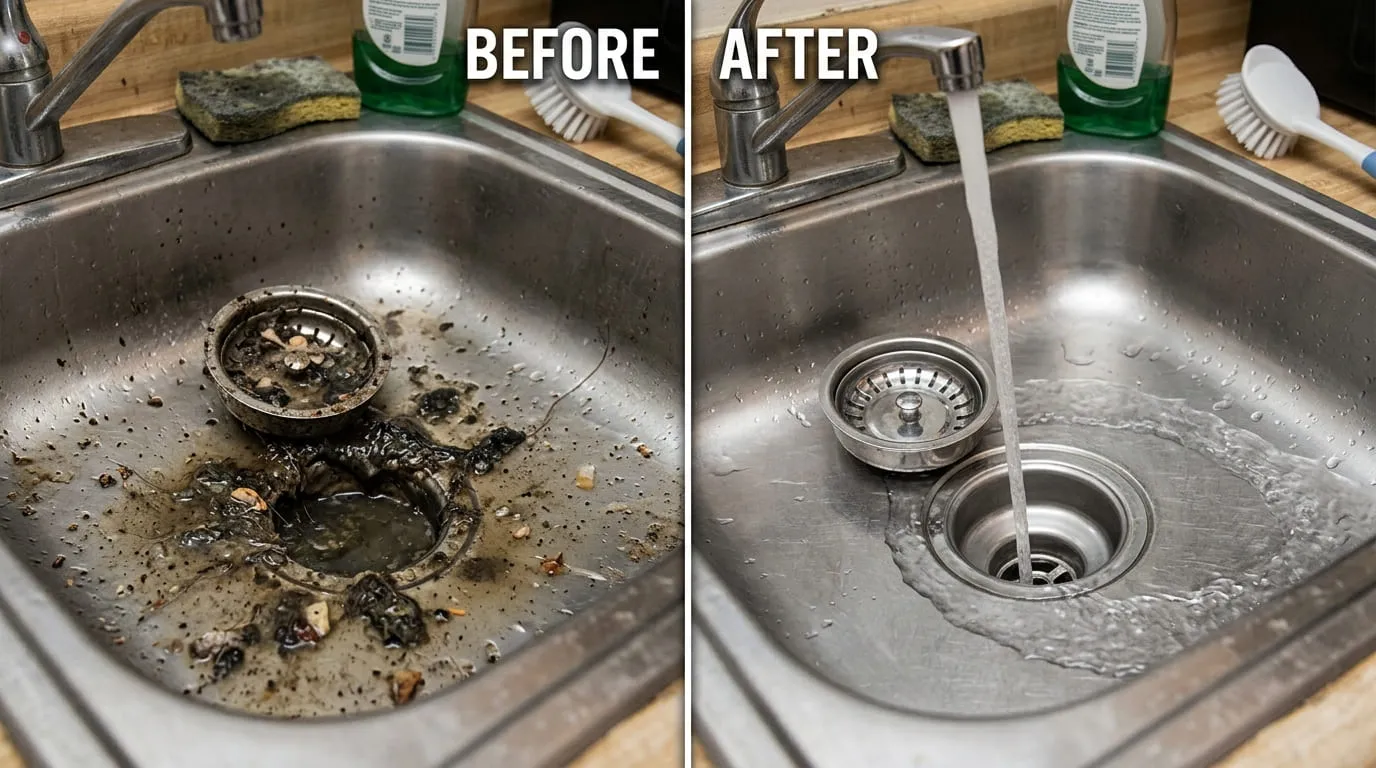 Drain Cleaning Before and After - Belmar Wood Plumbing Lakewood CO