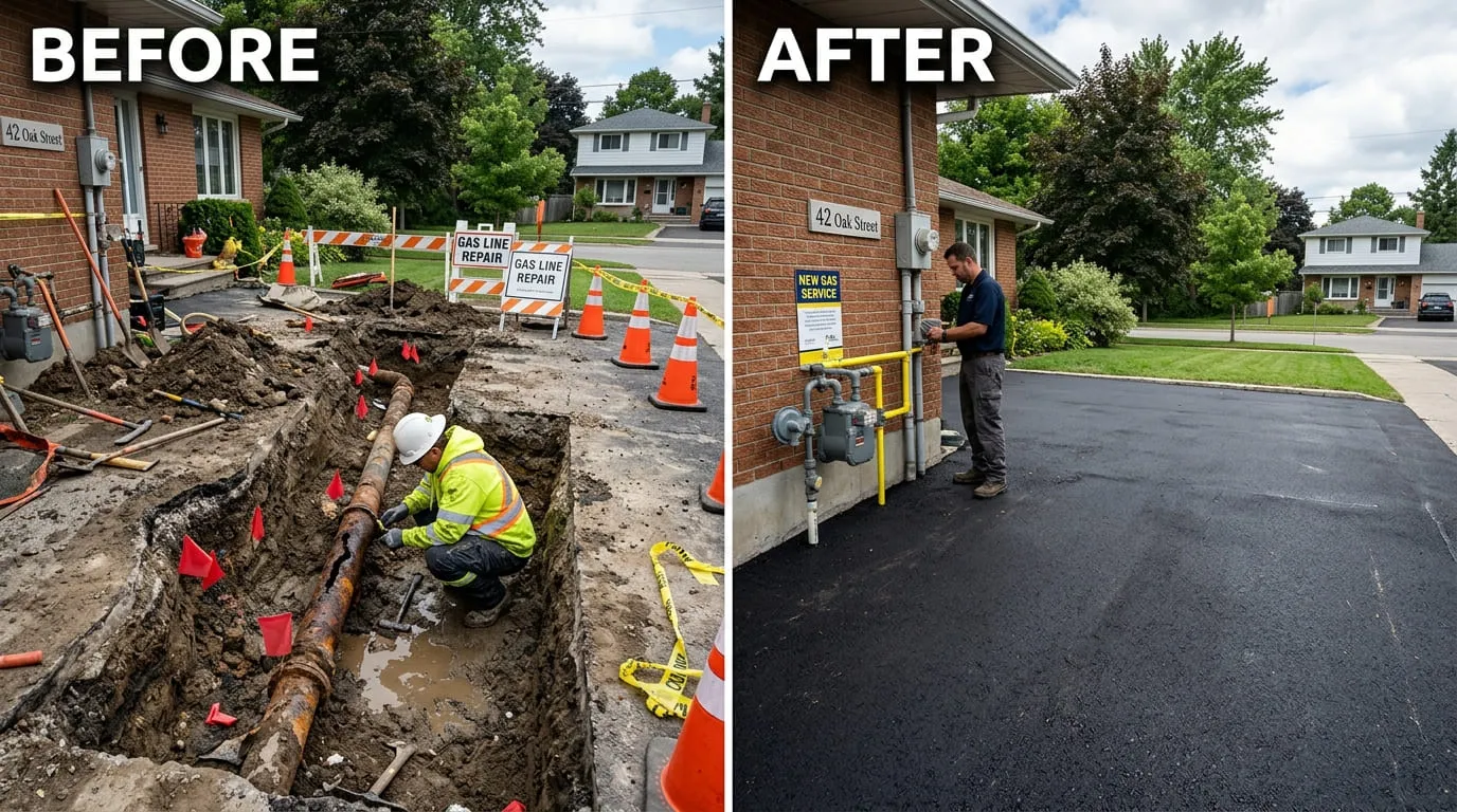 Gas Line Repair Replacement Before After - Lakewood CO