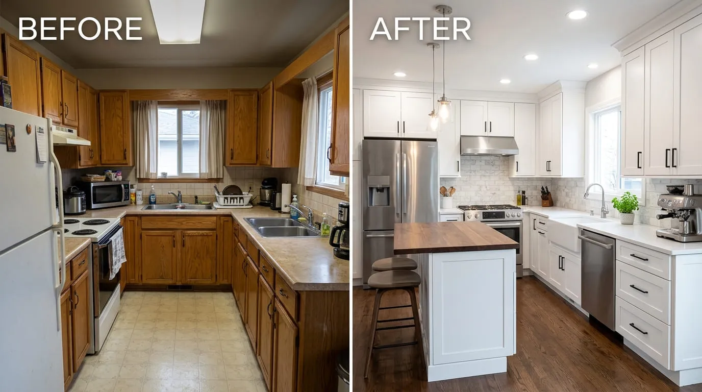 Kitchen Remodeling Plumbing Upgrades Before and After - Belmar Wood Plumbing Lakewood CO
