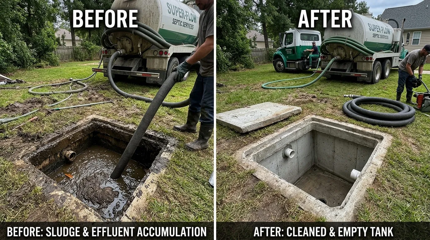 Septic Tank Cleaning & Pumping Before and After — Belmar Wood Plumbing Lakewood CO