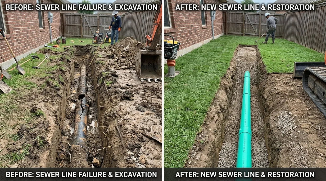 Sewer Line Repair & Replacement Before and After — Belmar Wood Plumbing Lakewood CO
