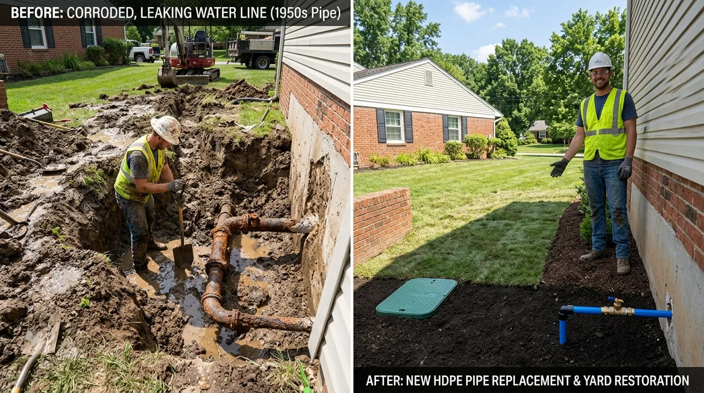 Water Line Repair Replacement Yard Restoration - Lakewood CO