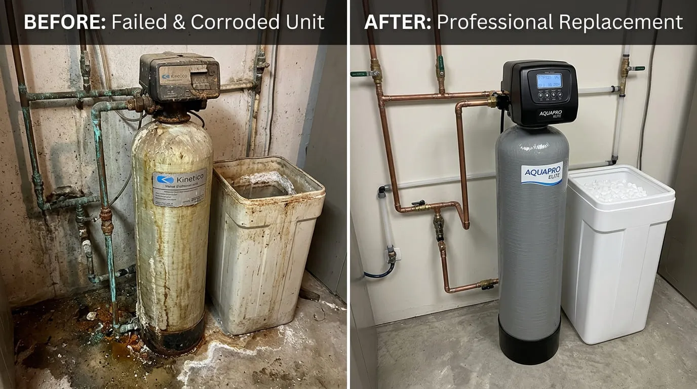 Water Softener Repair and Installation Before and After - Belmar Wood Plumbing Lakewood CO